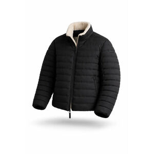 Calvin Klein Womans Puffer Jacket Sherpa Lined Zip Pockets Black Sz M